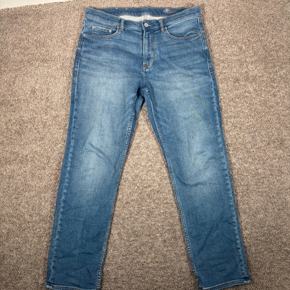 Faherty Brand Mens Slim Straight Denim Jeans Medium Indigo Blue 33x30 Stretch